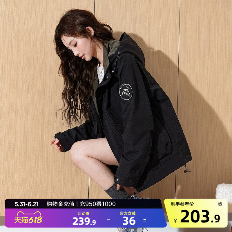 唐狮春季新款女连帽工装外套运动休闲户外百搭上衣韩版潮流yc