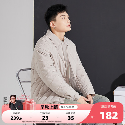 唐狮2025冬季新款棉衣男士翻领夹棉外套青少年学生短款黑色棉服潮