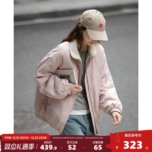 棉衣保暖夹克 厚外套女撞色仿羊羔绒领子短款 唐狮2025秋冬季 短款