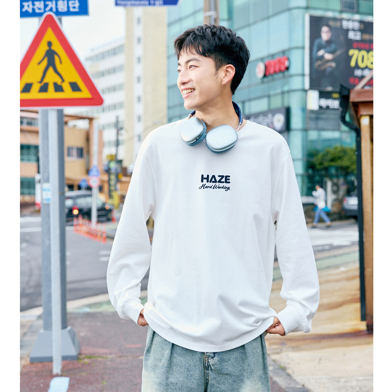 唐狮2024秋季新款长袖T恤男圆领内搭打底衫青少年纯棉白色衣服潮t