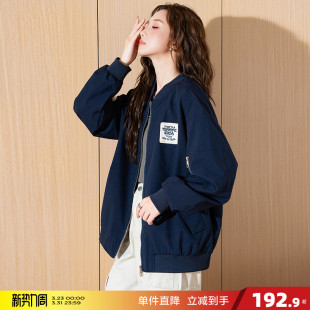 唐狮棒球服外套女春秋新款 独特好看外套休闲 设计感中性短款