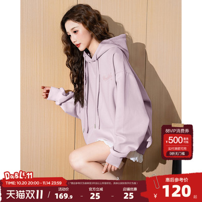 唐狮2025春夏新款连帽卫衣女字母印花套头卫衣时尚潮流卫衣外套