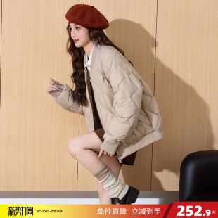 百搭冬日穿搭潮 夹克外套时尚 唐狮秋冬女短款 棒球领轻薄羽绒服时尚