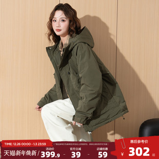 唐狮2025冬季连帽工装棉衣外套棉服高级感加厚抗寒棉袄女百搭