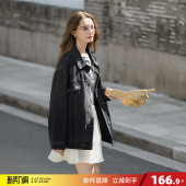 设计感小众女士上衣宽松爆款 唐狮2026春秋新款 女牛仔外套潮流韩版