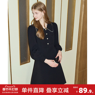 唐狮女装2026开春穿搭高级感黑色连衣裙女春季新款小个子裙子