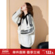 唐狮卫衣女2025春秋新款 美式 条纹翻领宽松韩系ins风设计感上衣pc