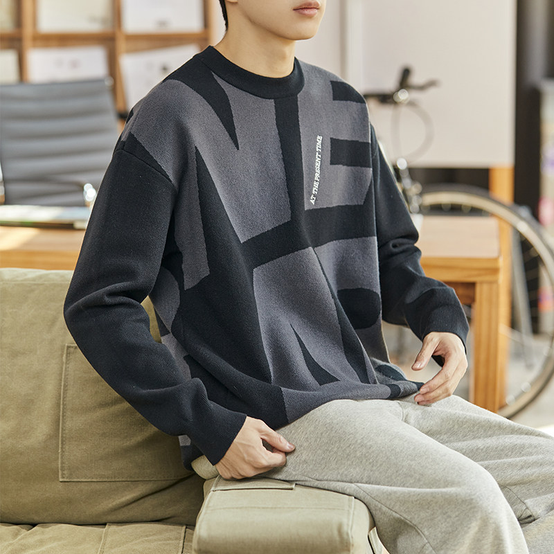 唐狮冬季毛衣男新款满印字母青少年休闲宽松针织毛线衫内搭潮,男装,针织衫/毛衣,淘宝优惠券,粉丝福利购,淘宝优惠卷