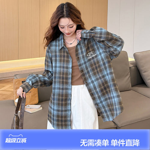 唐狮2026春秋衬衫女新款长袖格纹日常百搭格子外穿时尚复古休闲