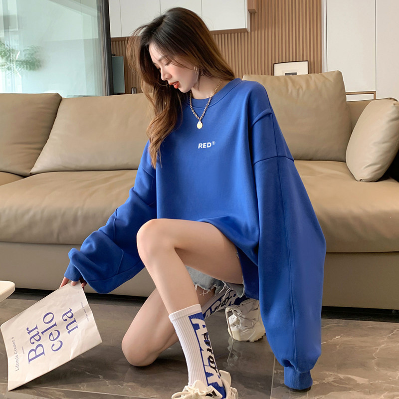 唐狮克莱因蓝宽松卫衣女