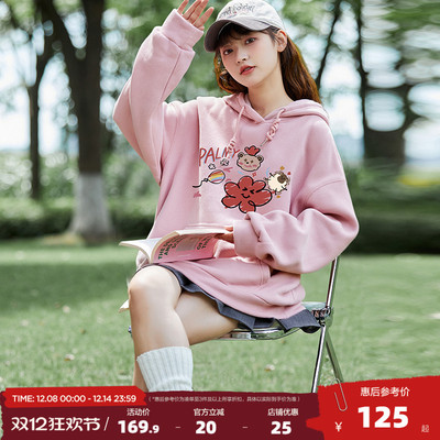 唐狮2025秋冬新款连帽女卫衣纯棉印花卫衣设计感休闲帽衫百搭潮