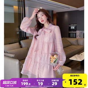 夏季 唐狮粉色甜美少女连衣裙2025新款 蝴蝶结肌理高级感宽松裙子t1