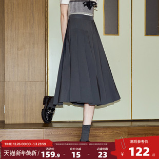 廓形高腰A字裙小个子百搭长裙 百褶半身裙女经典 唐狮2025秋季 新款