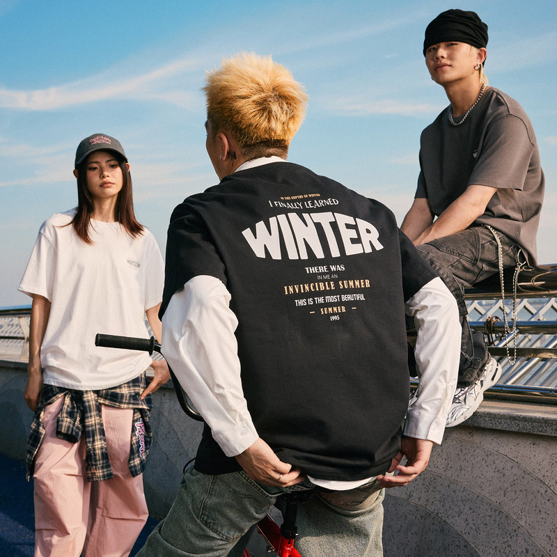 唐狮2024年春夏新款纯棉短袖t恤男潮流后背印花休闲圆领上衣体恤