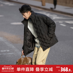 唐狮2026秋冬季短款羽绒服男立领轻薄款黑色时尚百搭设计感潮流