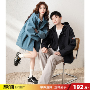 连帽冲锋少年夹克外套春秋 男士 唐狮新款 情侣外套男女情侣装