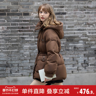 唐狮2026冬款羽绒服女款外套连帽收腰短款羽绒服高级感减龄