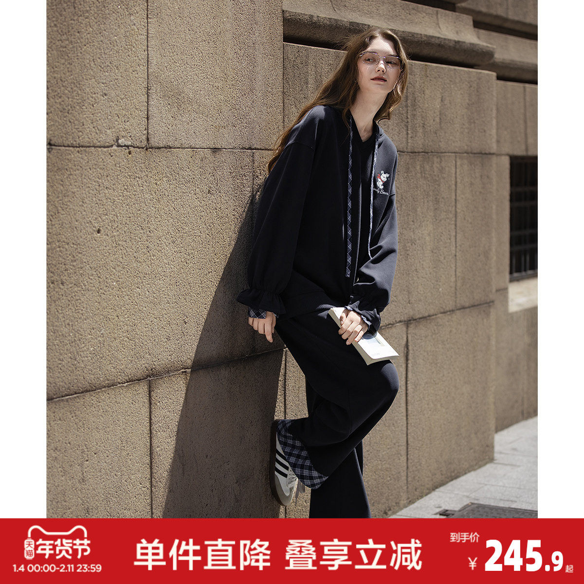 唐狮2026秋冬季女套装两件套卫衣女连帽v领印花裤子套装超好看,女装/女士精品,时尚套装,淘宝优惠券,粉丝福利购,淘宝优惠卷