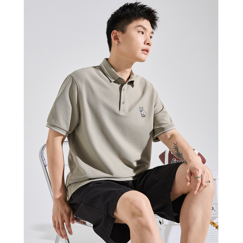 唐狮2024夏季新款polo衫男短袖宽松黑色上衣男白色带有翻领t恤潮