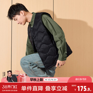 唐狮秋冬新款羽绒服男无领绗线马甲轻薄款内搭日系休闲外套潮