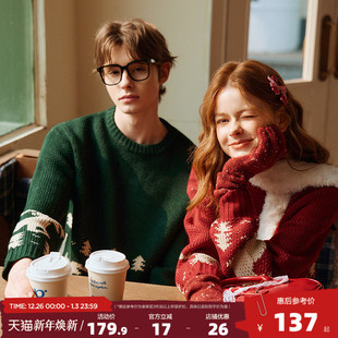 唐狮2025秋冬毛衣情侣款 超好看 圆领套头费尔岛提花节日氛围毛线衫