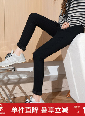 唐狮打底裤女外穿春秋黑色裤子高腰小黑裤铅笔小脚紧身魔术裤ddk