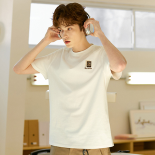 唐狮2026夏季新款男款短袖T恤白色纯棉T恤休闲慵懒风宽松上衣