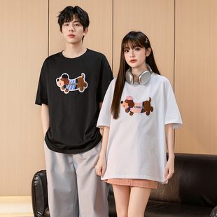唐狮情侣装短袖T恤男女2026新款夏日穿搭韩版宽松圆领高级感上衣
