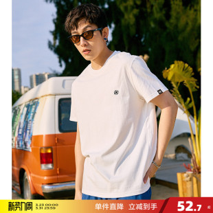 新款 白色圆领打底衫 纯棉短袖 潮流宽松半袖 t恤男士 唐狮夏季