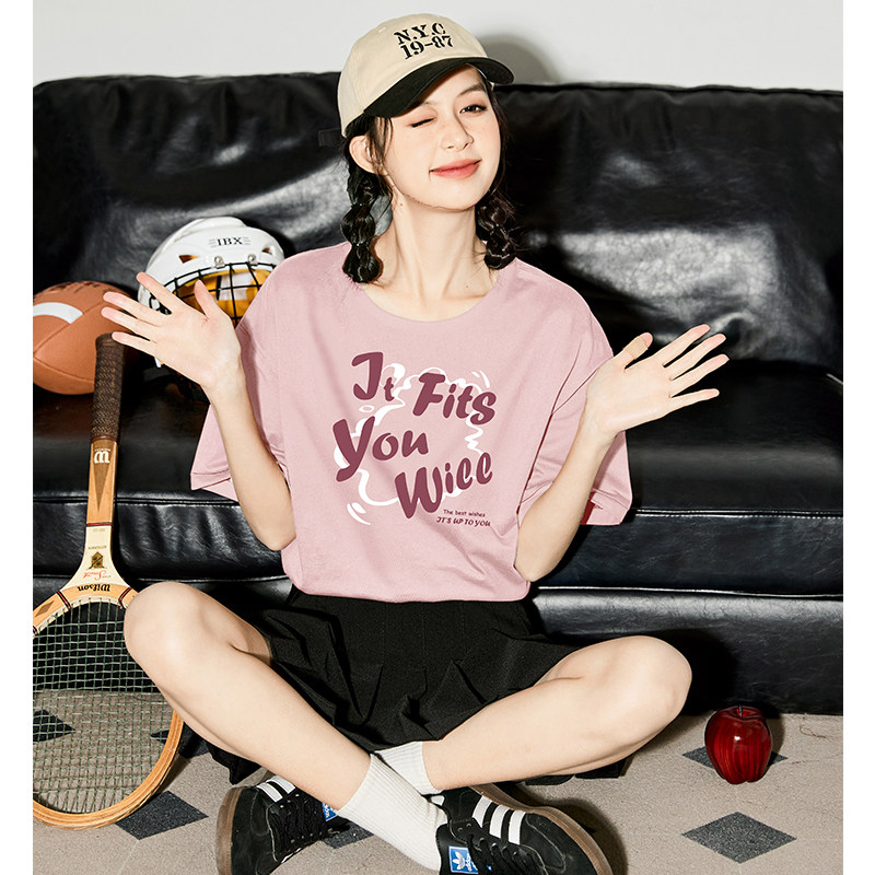 唐狮圆领短袖T恤女新款夏季chic甜美设计感上衣女纯棉体恤,女装/女士精品,T恤,淘宝优惠券,粉丝福利购,淘宝优惠卷