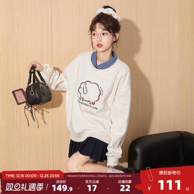 唐狮2025秋季新款女卫衣圆领卡通印花套头卫衣百搭洋气时尚上衣