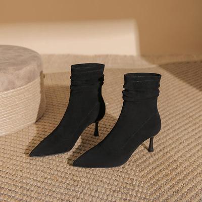 高跟堆堆短靴女小个子秋冬加绒