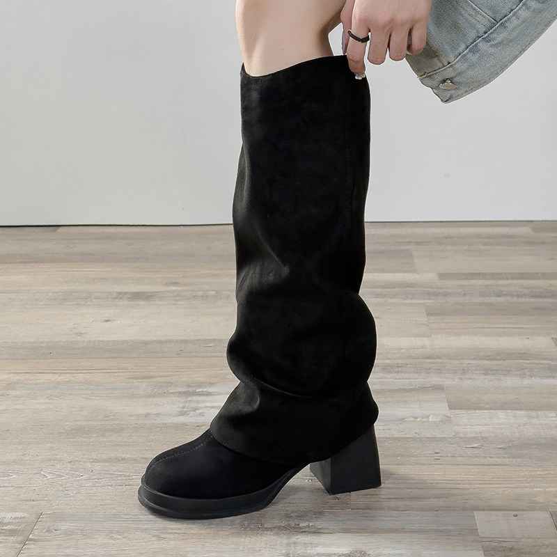 两穿可拆卸复古高跟靴子厚底粗跟裤管靴女秋冬季新款高筒长靴,女鞋,骑士靴,淘宝优惠券,粉丝福利购,淘宝优惠卷