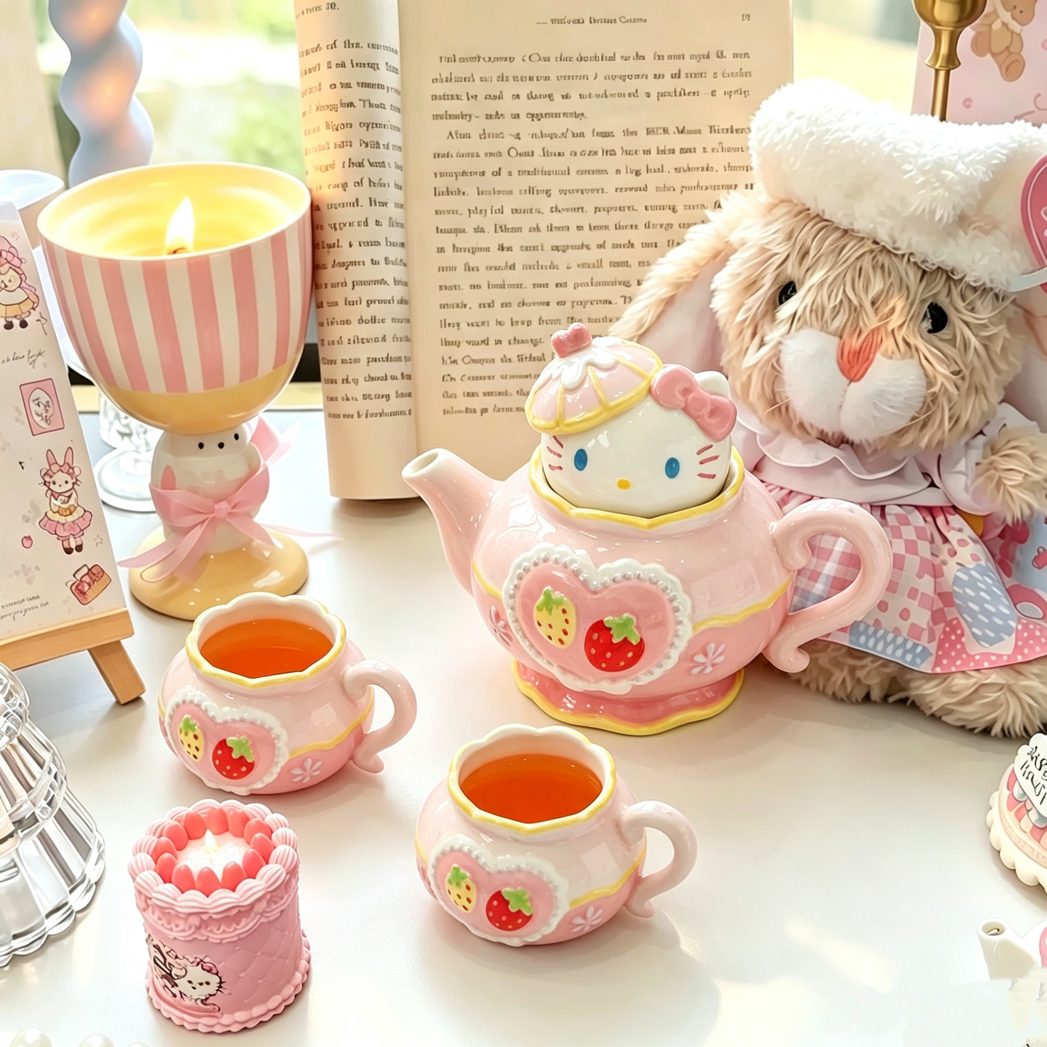 HelloKitty陶瓷茶具精致可爱少女家用喝水杯子套装送礼礼盒装礼物