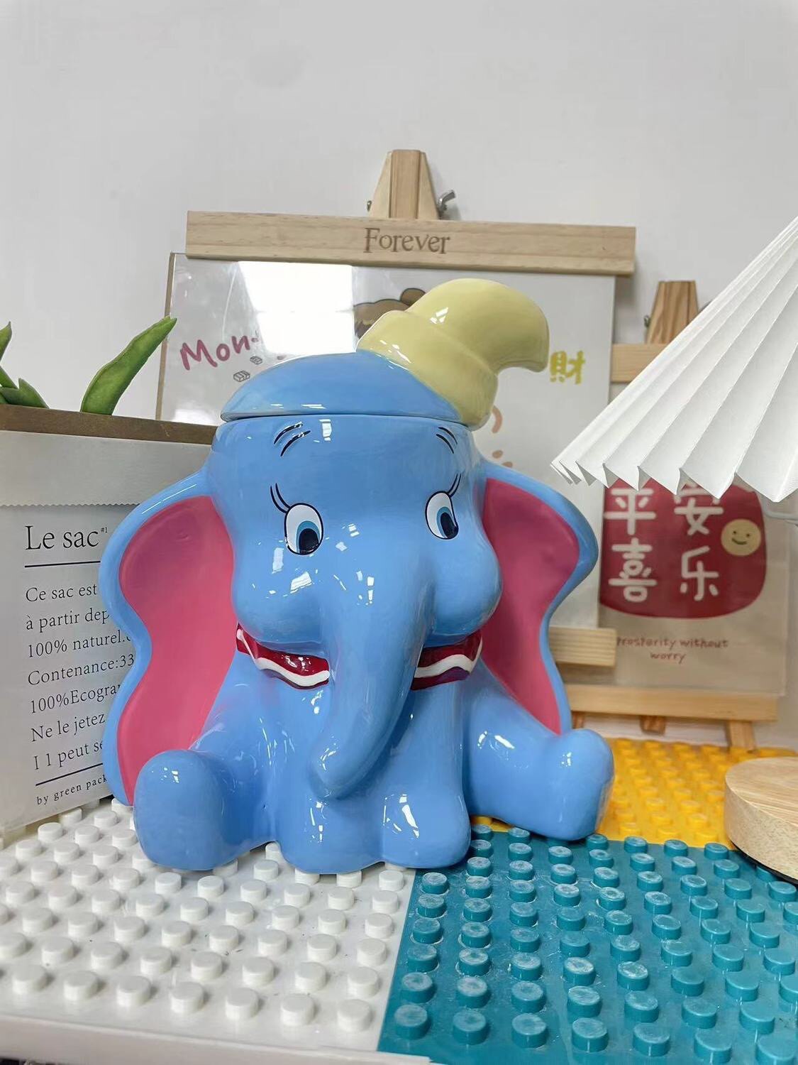 陶瓷小飞象可爱卡通糖果罐饼干罐收纳罐储物罐桌面装饰创意收纳