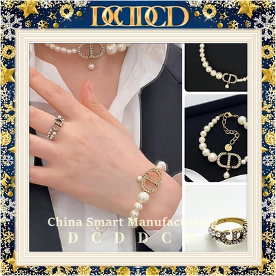 D C D D C D家复古镶钻CD珍珠项链气质高级感耳环戒指手链新款潮