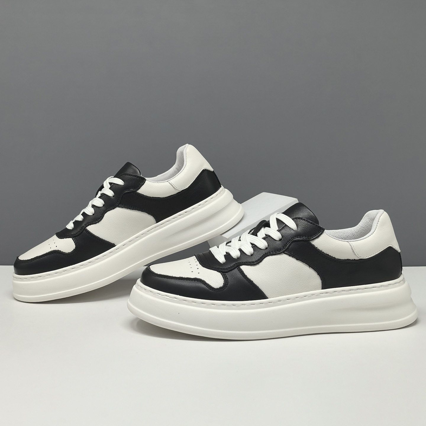 男生真皮百搭板鞋男款潮鞋头层牛皮欧洲站男鞋男士休闲鞋厚底