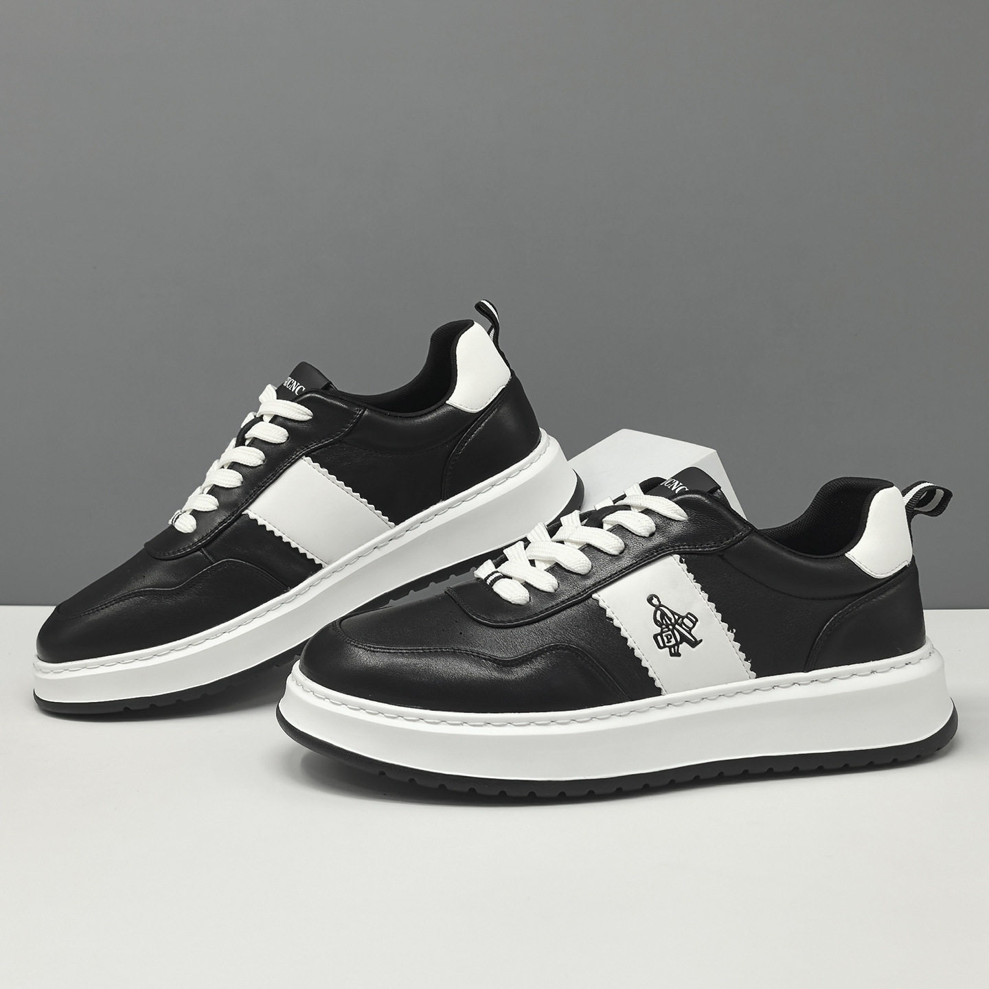 男生头层牛皮厚底百搭板鞋男款潮鞋真皮欧洲站男鞋男士透气