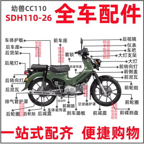 适用本田CrossCub幼兽CC110 全车外壳大灯仪表车体护罩护盖挡泥板