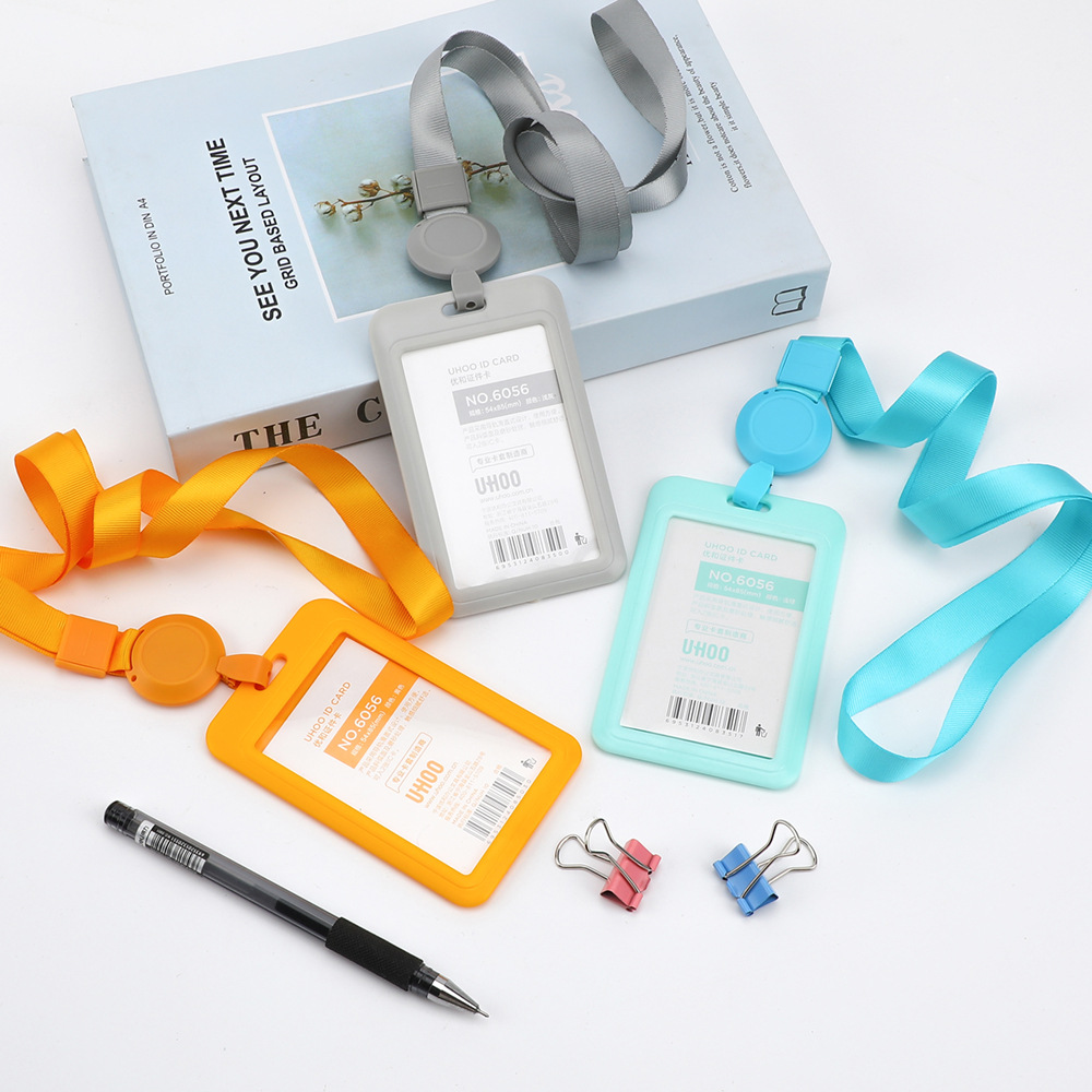 优和正品单面透明工牌证件卡套带挂绳工作证厂牌胸卡套校园卡饭卡