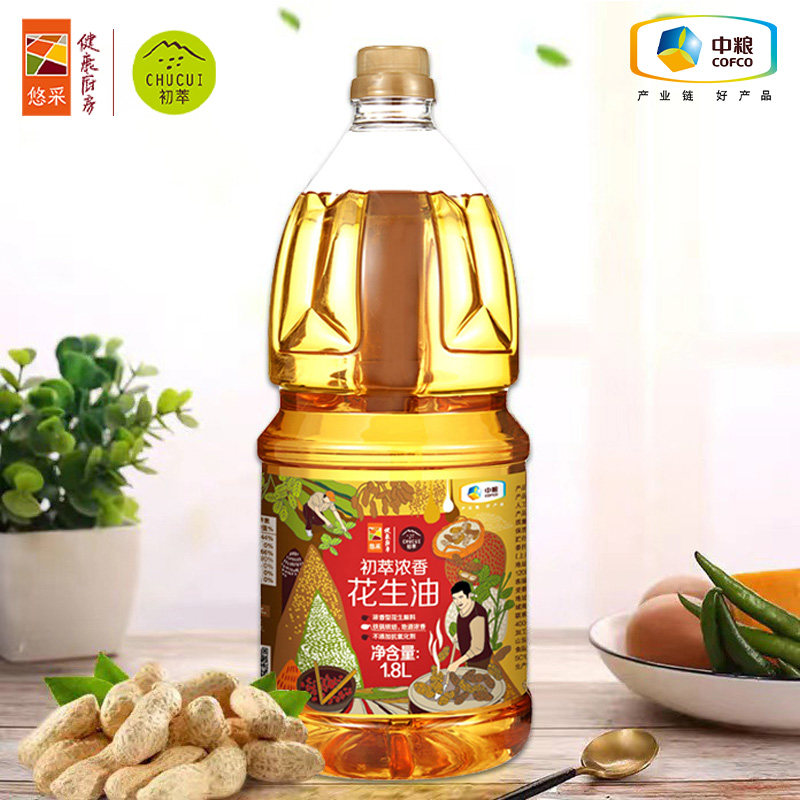 中粮初萃浓香花生油1.8L物理一级压榨山东花生炒菜小瓶食用油家用怎么看?