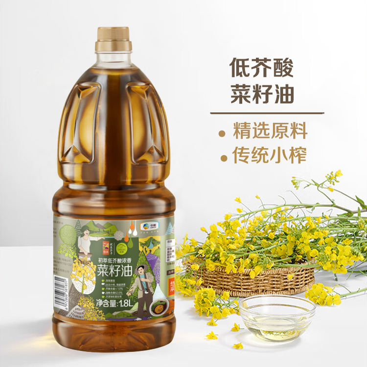 中粮初萃低芥酸浓香菜籽油1.8L古法小榨非转基因不添加抗氧化剂