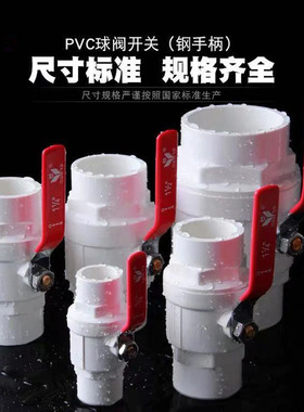 PVC钢手柄球阀白色阀门开关闸阀20 25 32 40 50 63 75 90 110 125