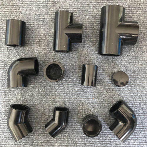 纯黑色UPVC管件三通弯头直接管帽