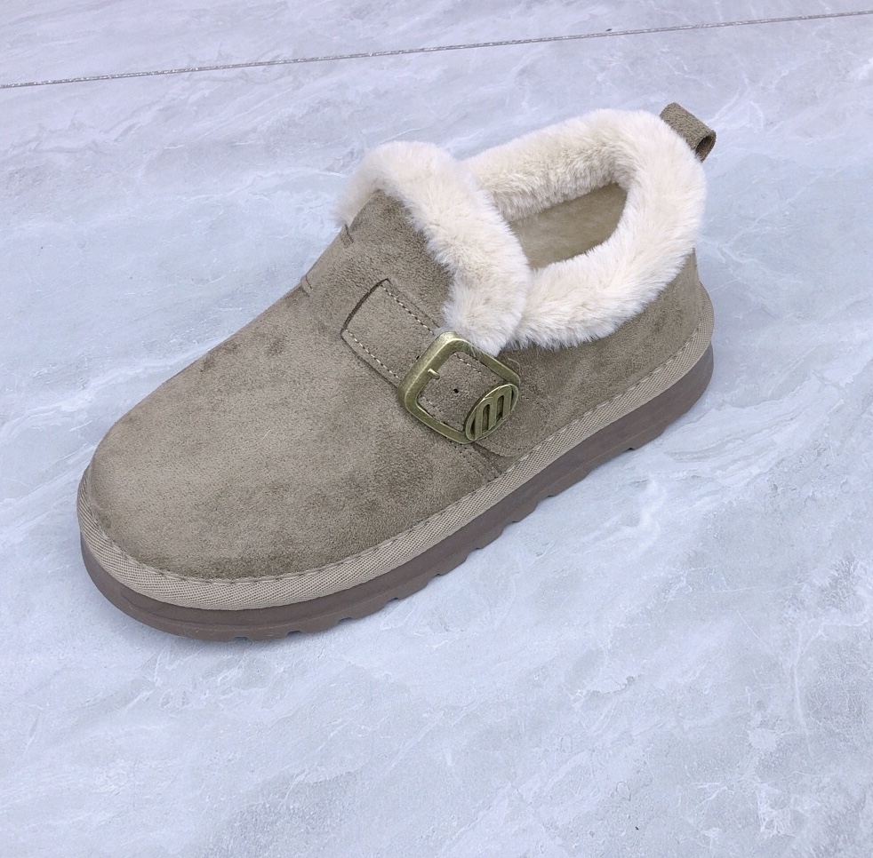 老北京布鞋女棉鞋冬季加绒毛口保暖勃肯棉鞋防滑加厚底短靴一脚蹬