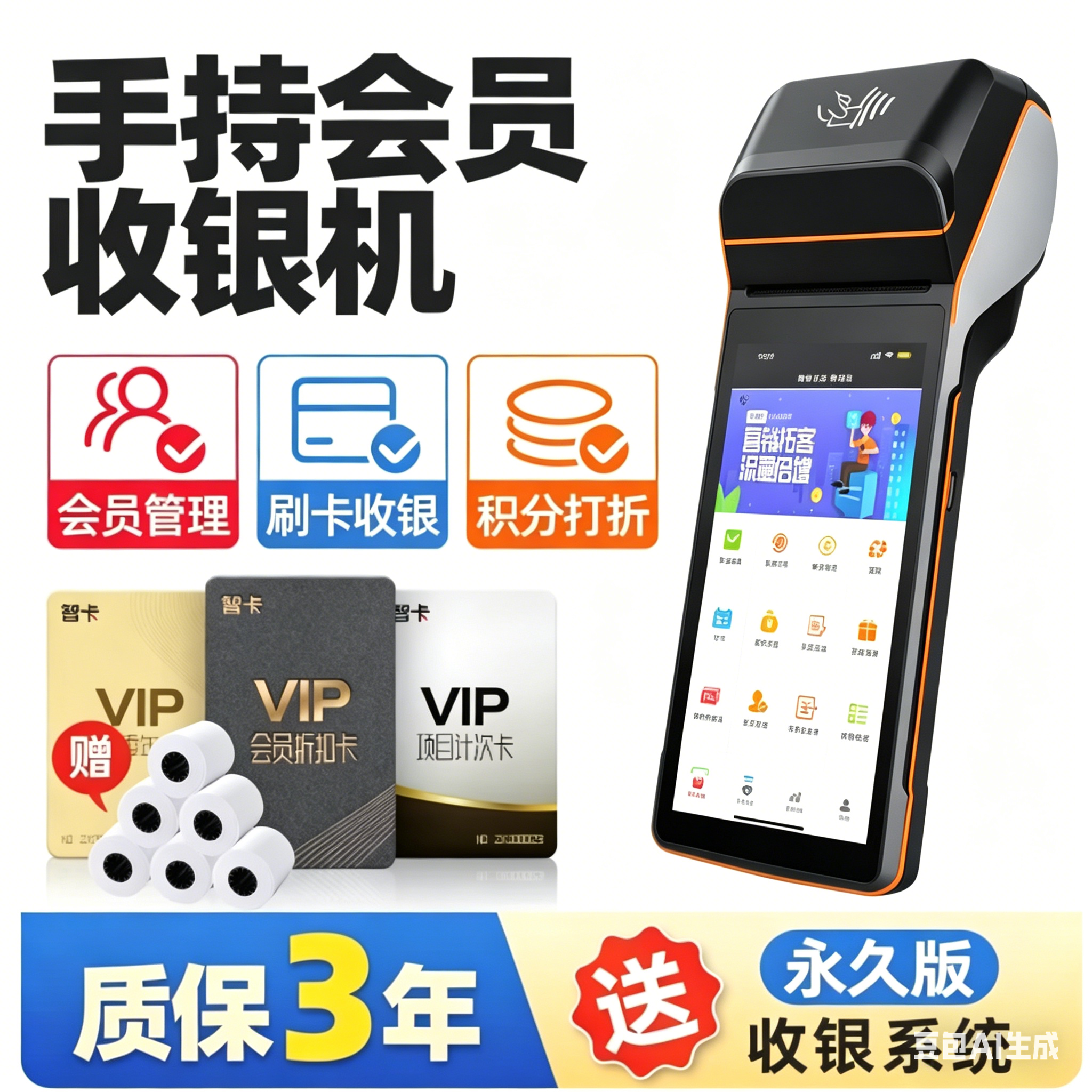 收银机一体机扫码点菜点餐机收款机点单机商用超市便利店餐饮奶茶店服装店药店洗车店手持移动收银系统软件