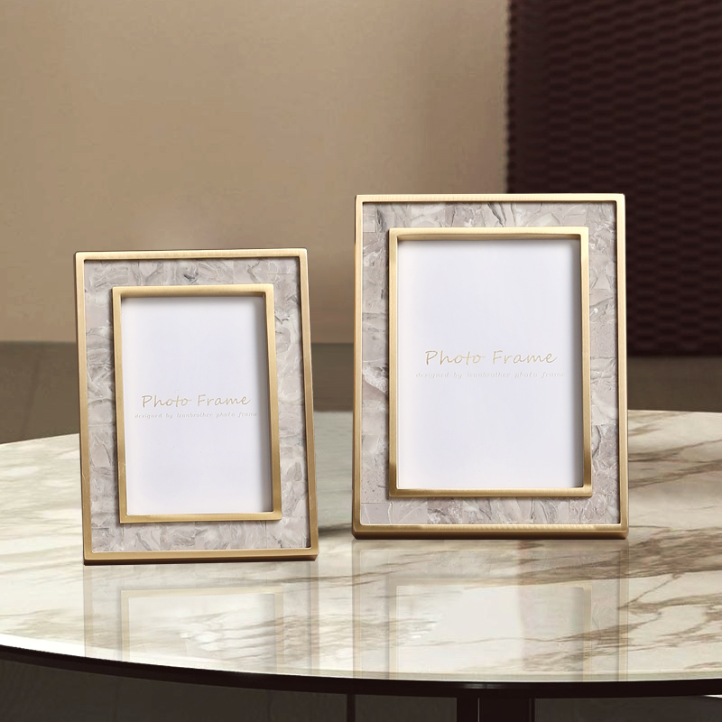 现代轻奢大理石相框摆台家居软装饰品书房办公室卧室床头创意摆件