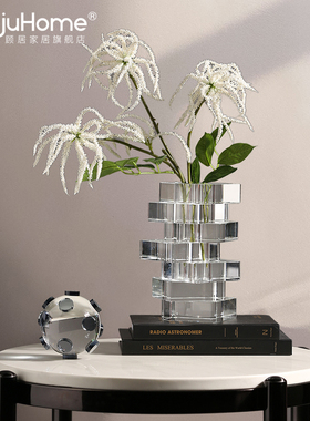 轻奢水晶花器家居客厅玄关装饰插花摆件创意售楼X处样板间软装