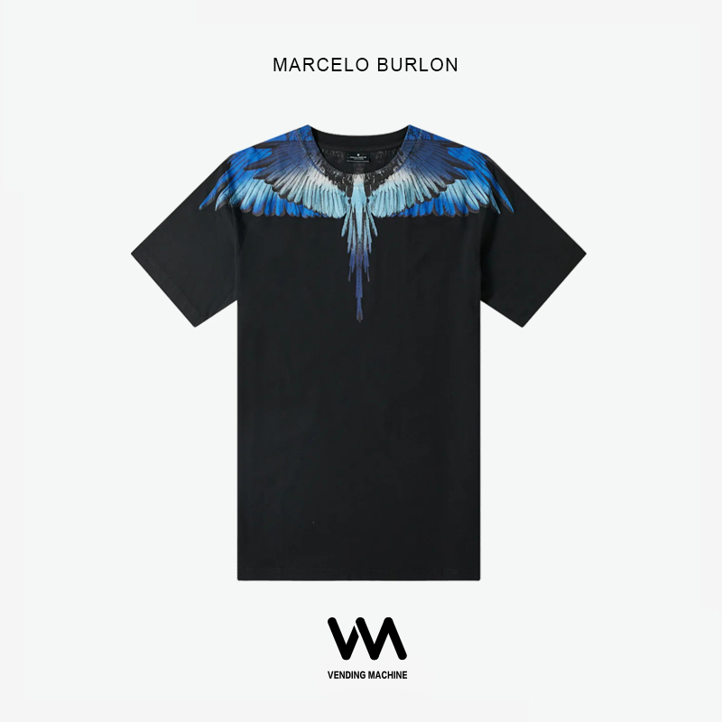 Marcelo Burlon 19ss teeº£ÍâÕýƷпîMBºÚÉ«±ùÀ¶³á°òÄÐÅ®¶ÌÐäTÐô
