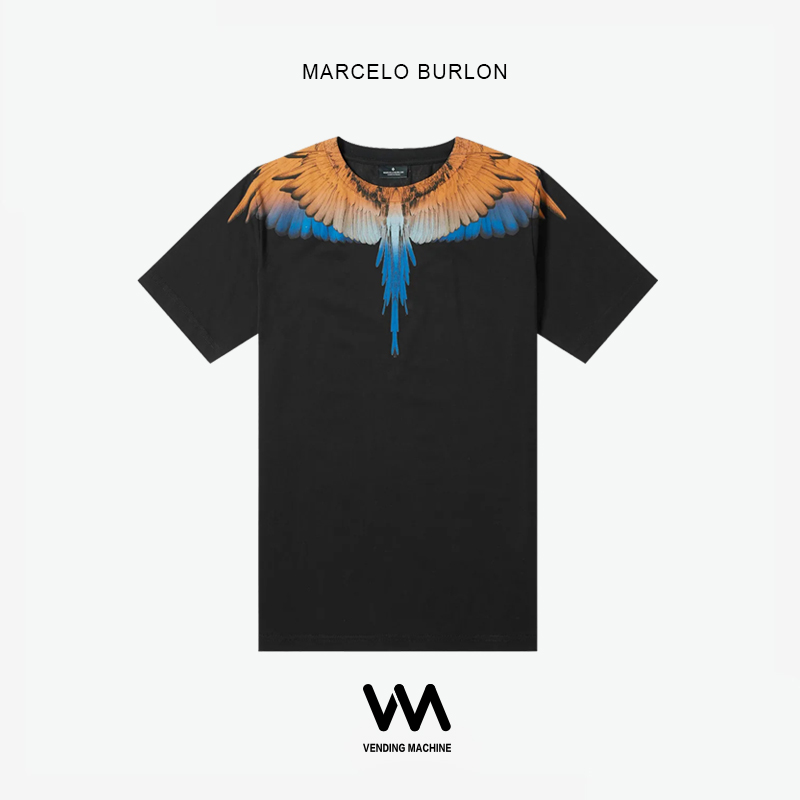 Marcelo Burlon 19ss teeº£ÍâÕýÆ·MBпîºÚÉ«³ÈÀ¶³á°òÄÐÅ®¶ÌÐäTÐô